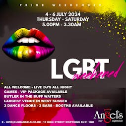Pride Weekender Tickets | Angels Bar And Club Worthing  | Thu 4th July 2024 Lineup