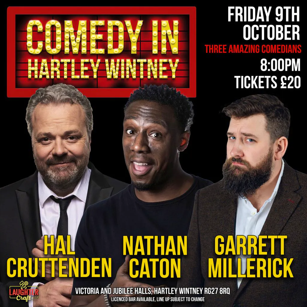 October's Comedy in Hartley Wintney at Victoria And Jubilee Halls Hartley Wintney
