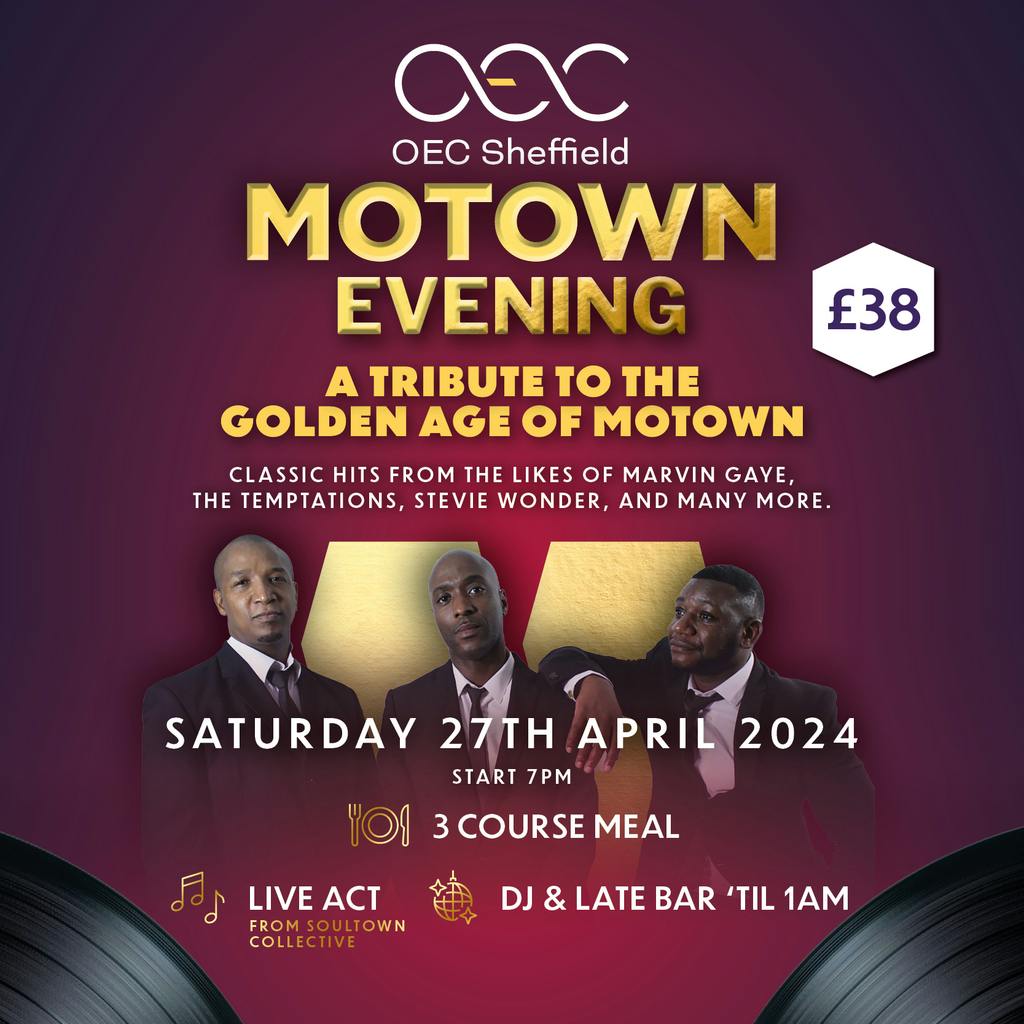 Motown Tribute Dinner Tickets The OEC Sheffield Sat 27th April 2024 Lineup