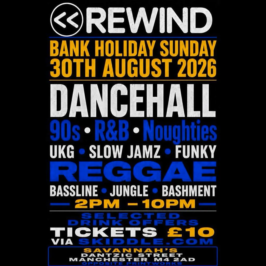 Rewind Bank Holiday special 30.08.26 at Savannahs Mcr