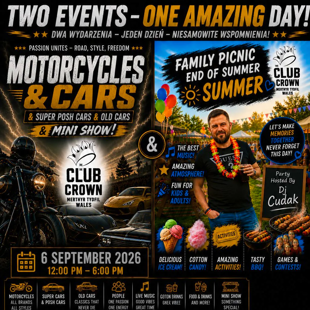 Two events one day Picnic and mini motorbike and cars show at Clwb  Crown