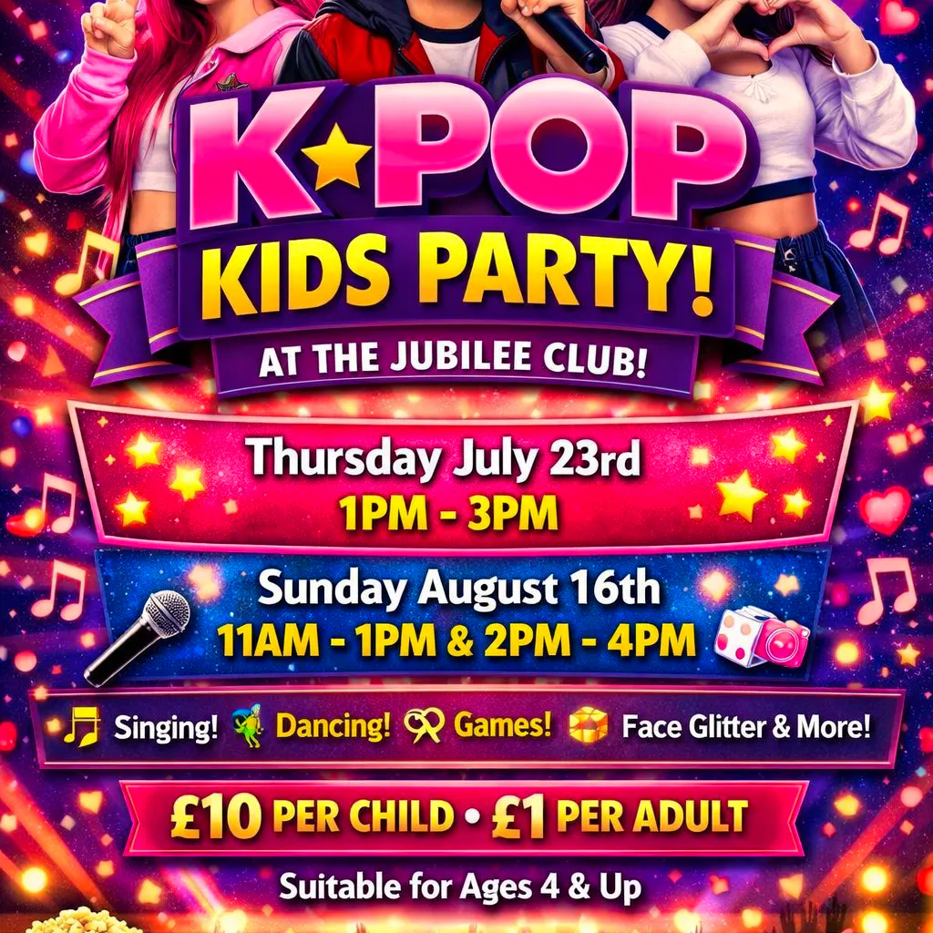 Kids K-Pop Event 11-1pm at Jubilee Club