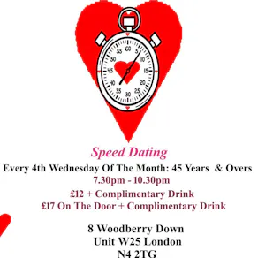 Speed dating 45 years & Overs Wednesdays