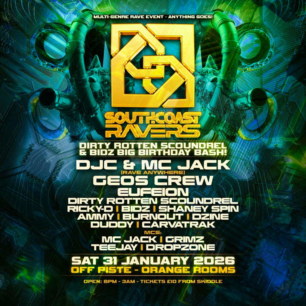 South Coast Ravers - DRS & BIDZ big birthday bash! at Off Piste, Orange Rooms