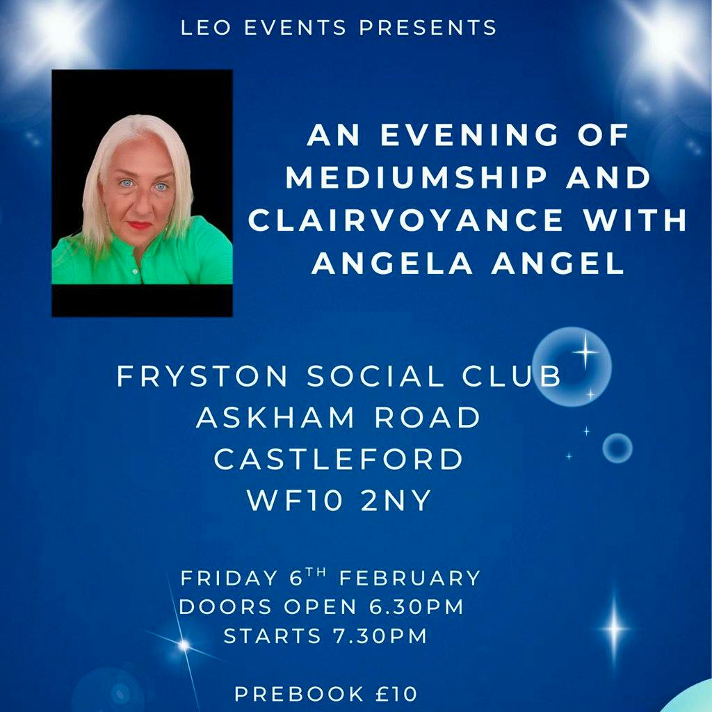 Evening of mediumship at Fryston Social Club, Castleford, WF10 2NY