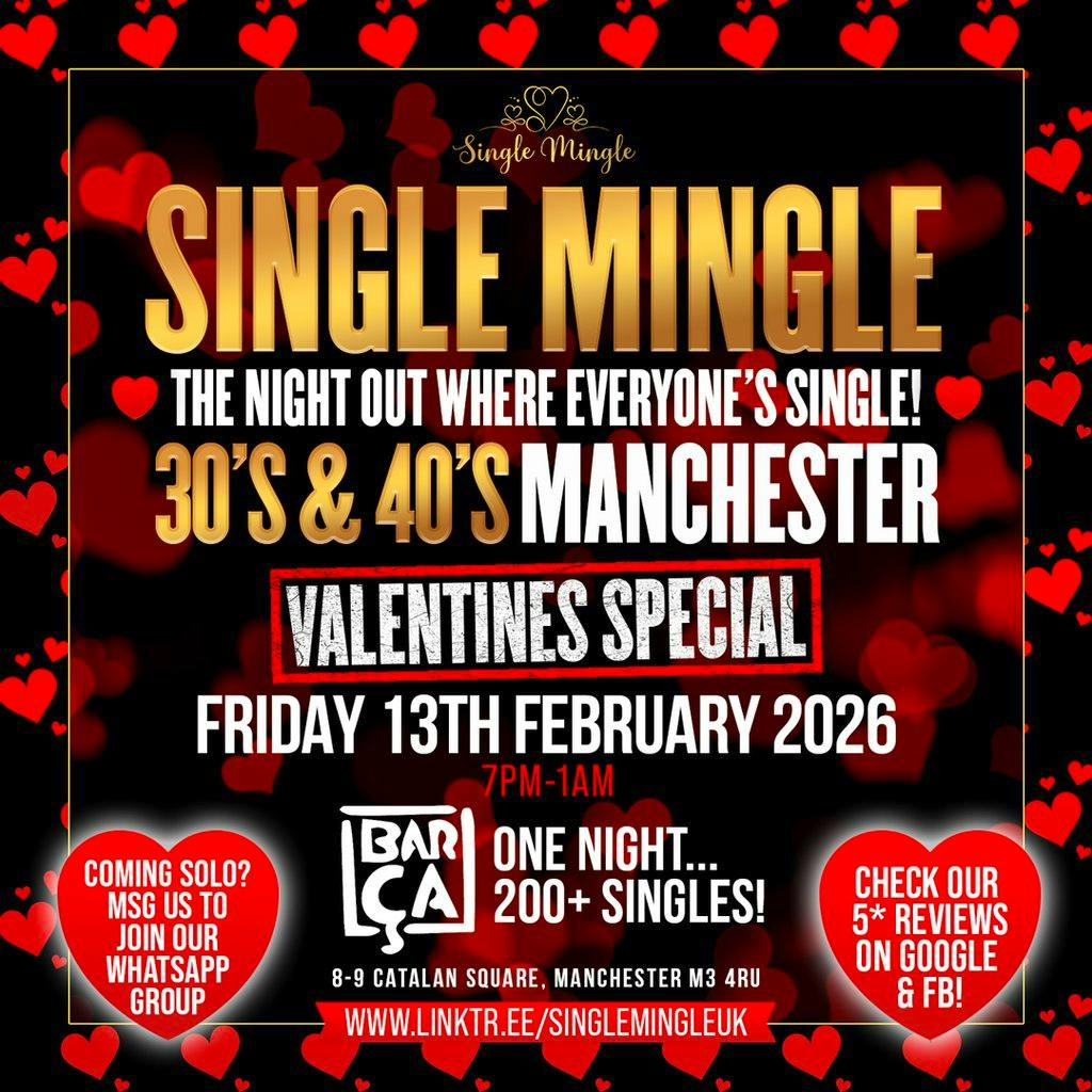 Single Mingle (MCR) - 30's & 40's - 13th February 2026 at Barca