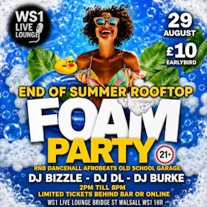 ROOFTOP FOAM PARTY DAY RAVE @Ws1 Live Lounge 29.8.26 2PM- 8PM