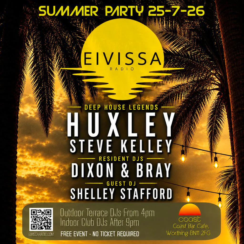 Eivissa Summer Party at Coast Cafe with Huxley and Steve Kelley at Coast Worthing