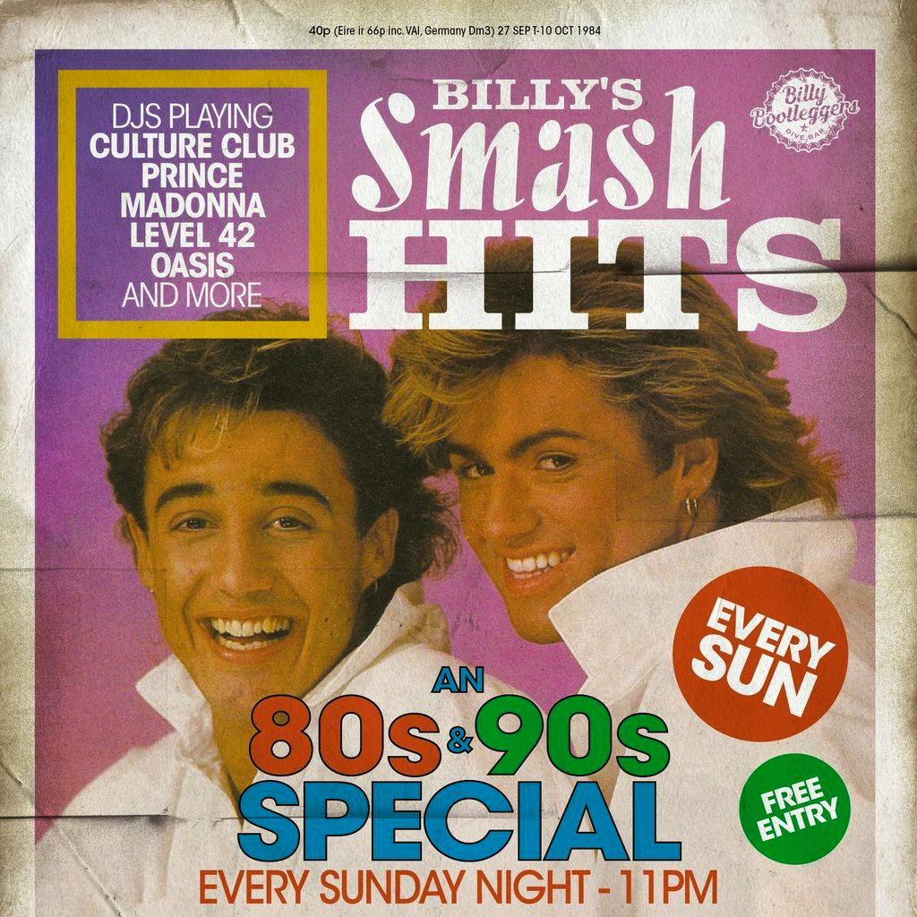 BILLY'S SMASH HITS - Every Sunday Night at Billy Bootleggers Nottingham