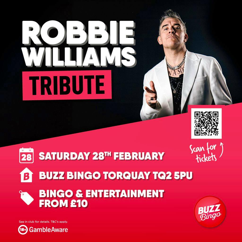 Robbie Williams Tribue - Buzz Bingo Torquay 28/02/26 at Buzz Bingo Torquay