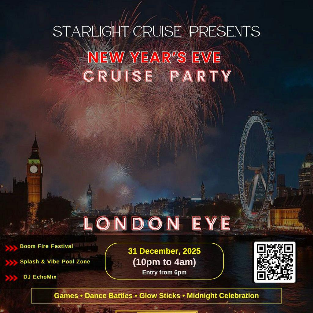 New Year's Eve boat party at Westmister Pier, London