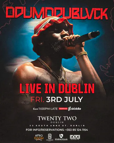 Tickets: ODUMODUBLVCK Live in Dublin Fri 3rd July 2026 | Twenty