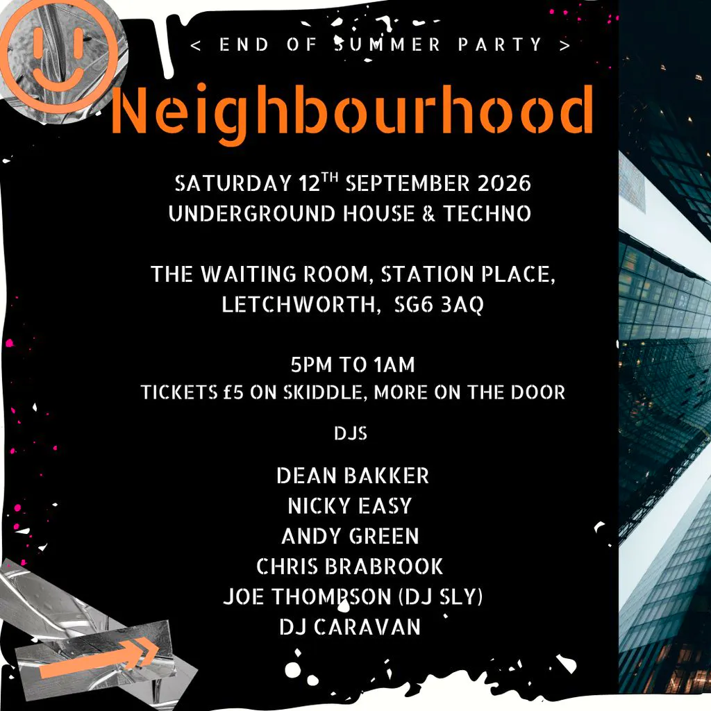 Neighbourhood Saturday 12th September at The Waiting Room, Letchworth