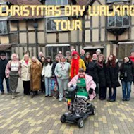 Christmas Day festive guided walking tour in Stratford upon Avon at Swan Fountain On Waterside