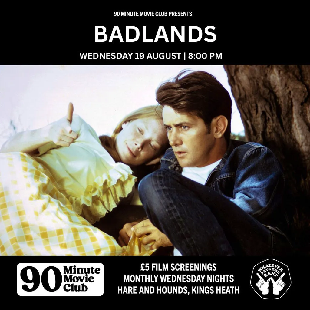 H&H x WPTR 90 Minute Movie Club presents 'Badlands' (1973) at Hare And Hounds Kings Heath
