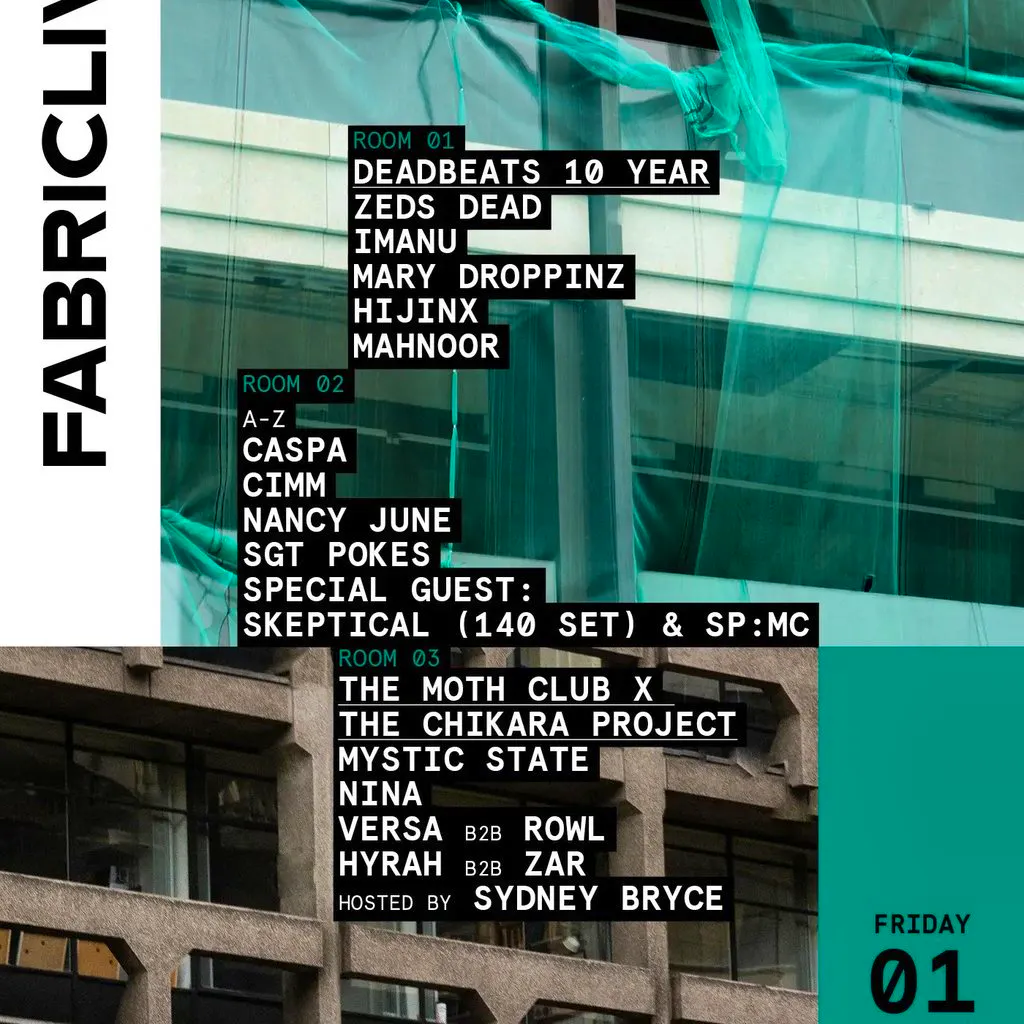FABRICLIVE: Zeds Dead, Imanu, Caspa, Skeptical (140 Set), SP:MC at Fabric London