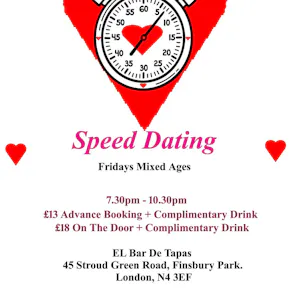Speed Dating Mixed Ages Fridays. El Bar De Tapas. Finsbury Park