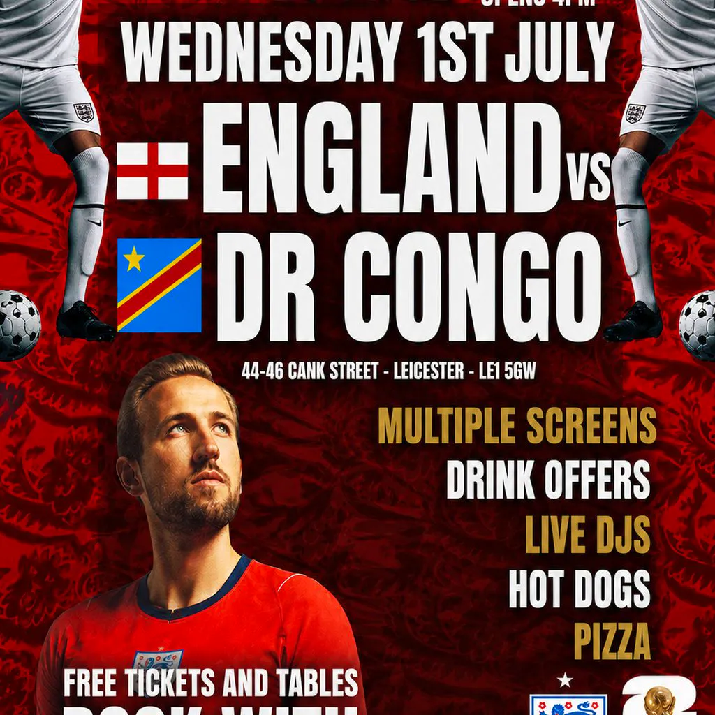England vs DR Congo at IVY LOUNGE