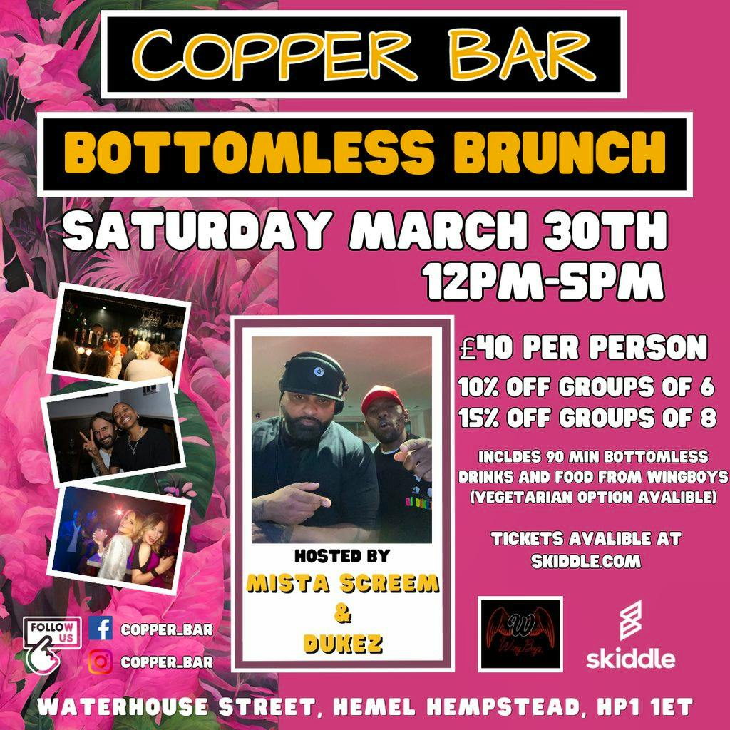 Bottomless Brunch Copper Bar Tickets Copper Bar And Volts