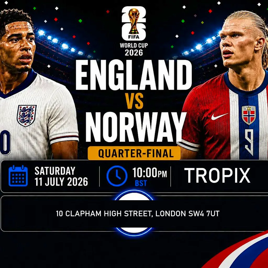England vs Norway : World Cup Watch + After Party at Tropix Bar