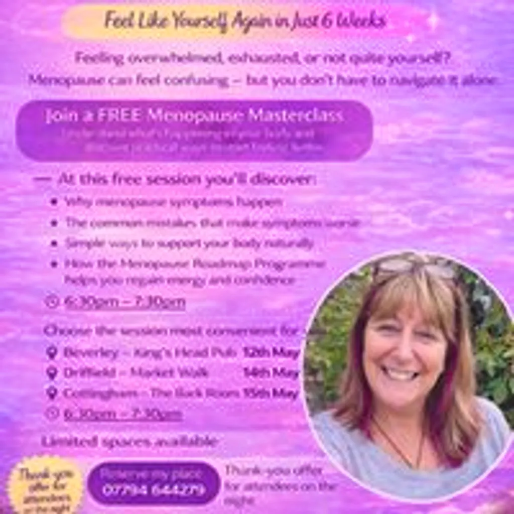 FREE menopause masterclass at The Back Room Cottingham