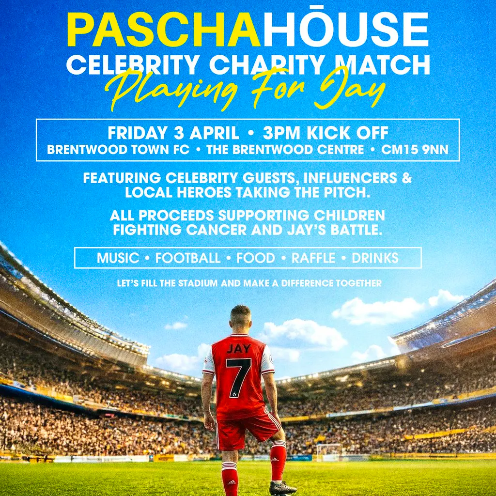 Paschahōuse Celebs Charity Match For Jay at Brentwood Town Football Club