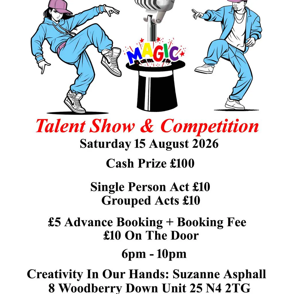 Talent show & talent competition.  Cash Prize £100 at Creativity In Our Hands: Suzanne Asphall
