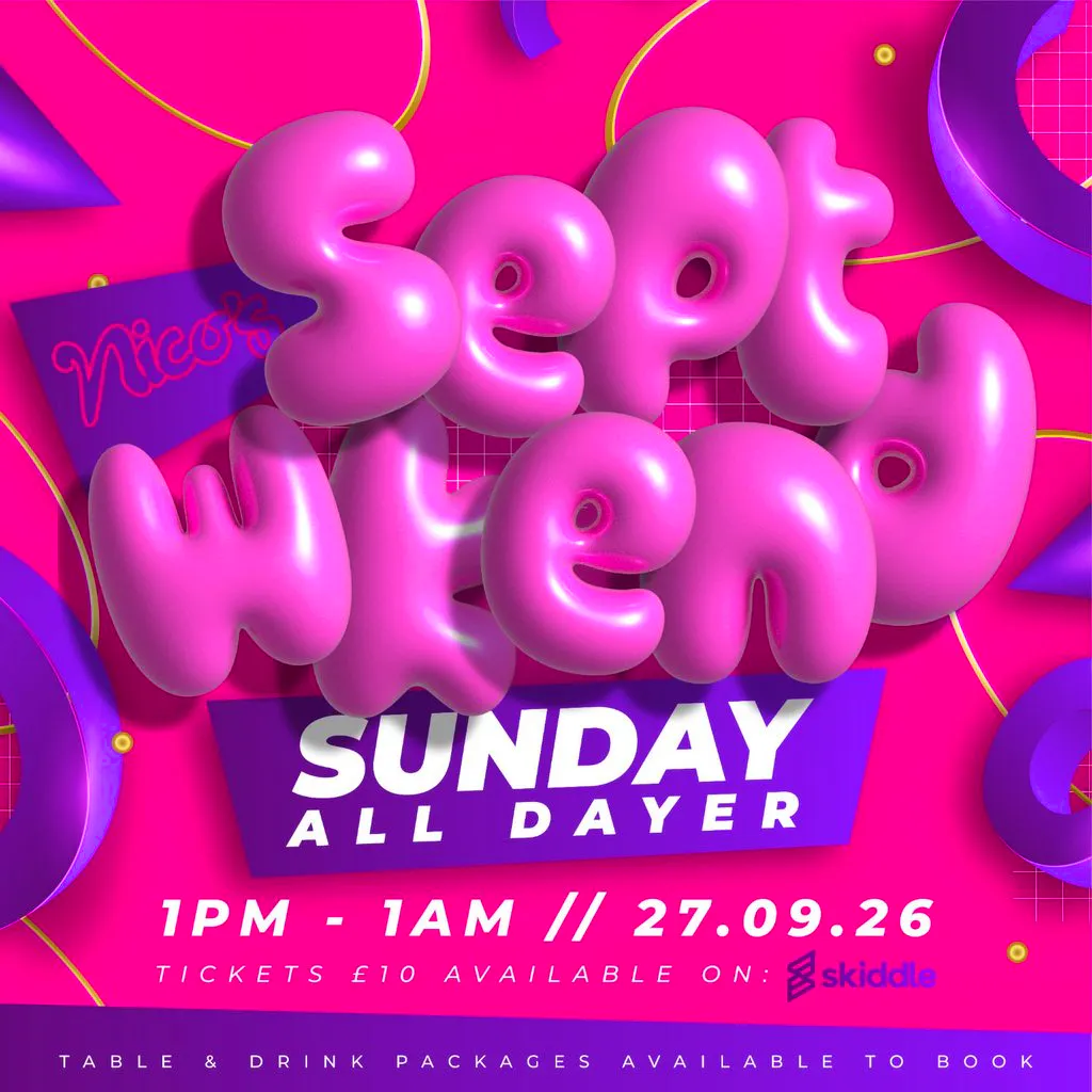 September Weekend All Dayer at Nicos Cafe Bar