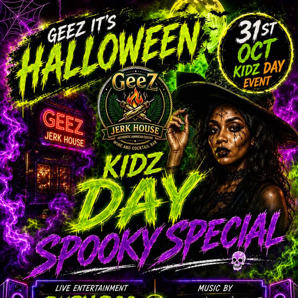 Family halloween rave at Geez Jerk House