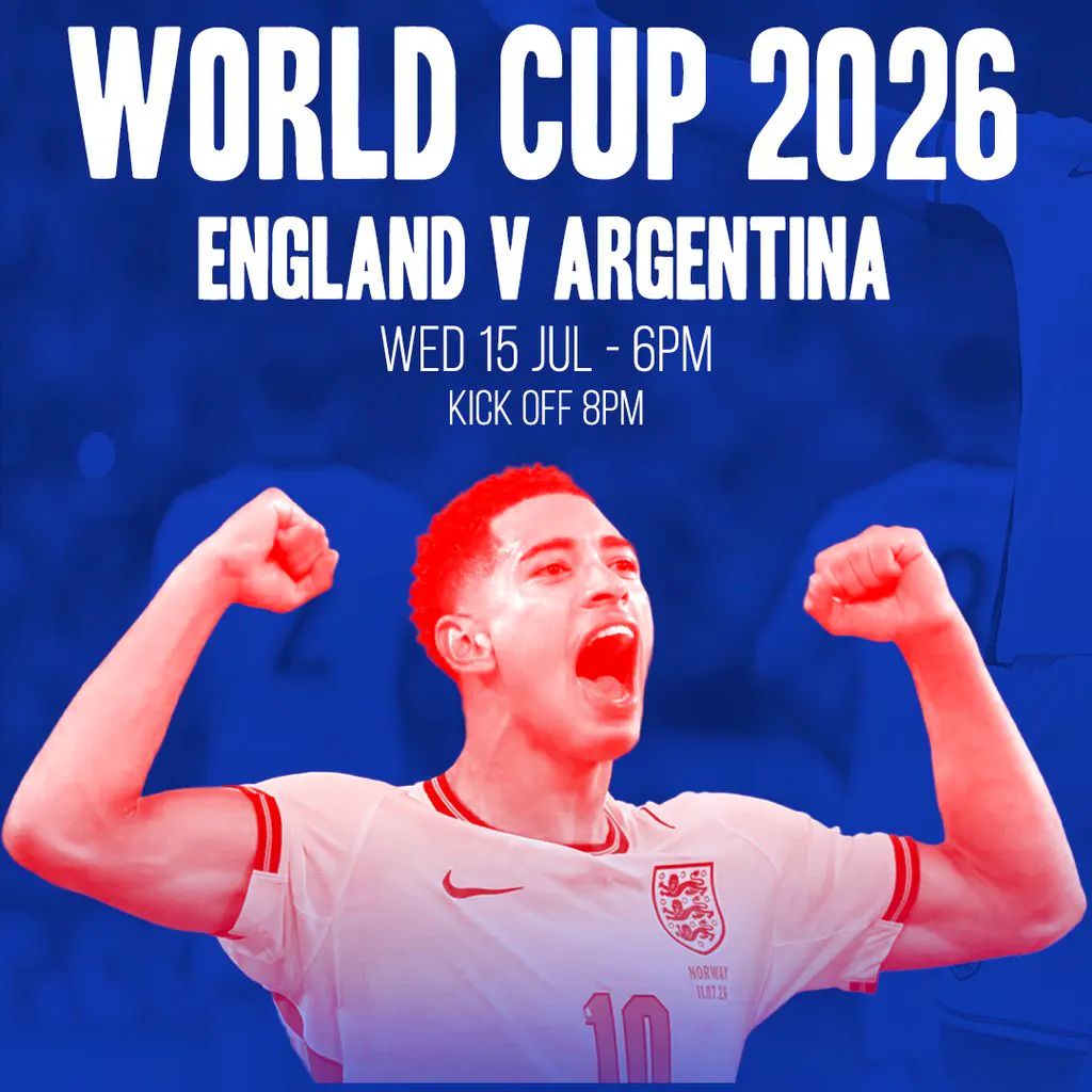 FIFA World Cup 2026: Semi-Final - England vs Argentina (14+) at The Glee Club
