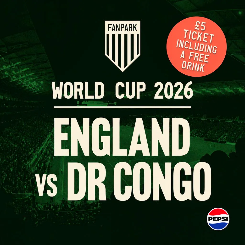 England Vs DR Congo - World Cup LIVE big Screen PLUS a Drink! at Camp And Furnace