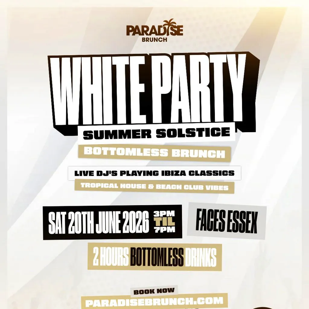 All White Summer Solstice Bottomless Brunch at Faces NightClub, UK