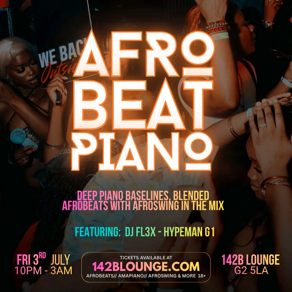 AfroBeat Piano Fridays !!! at 142B Lounge Glasgow