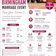 Muslim Marriage Events Birmingham - 3 Groups | 6th December 2026 at Tipu Sultan