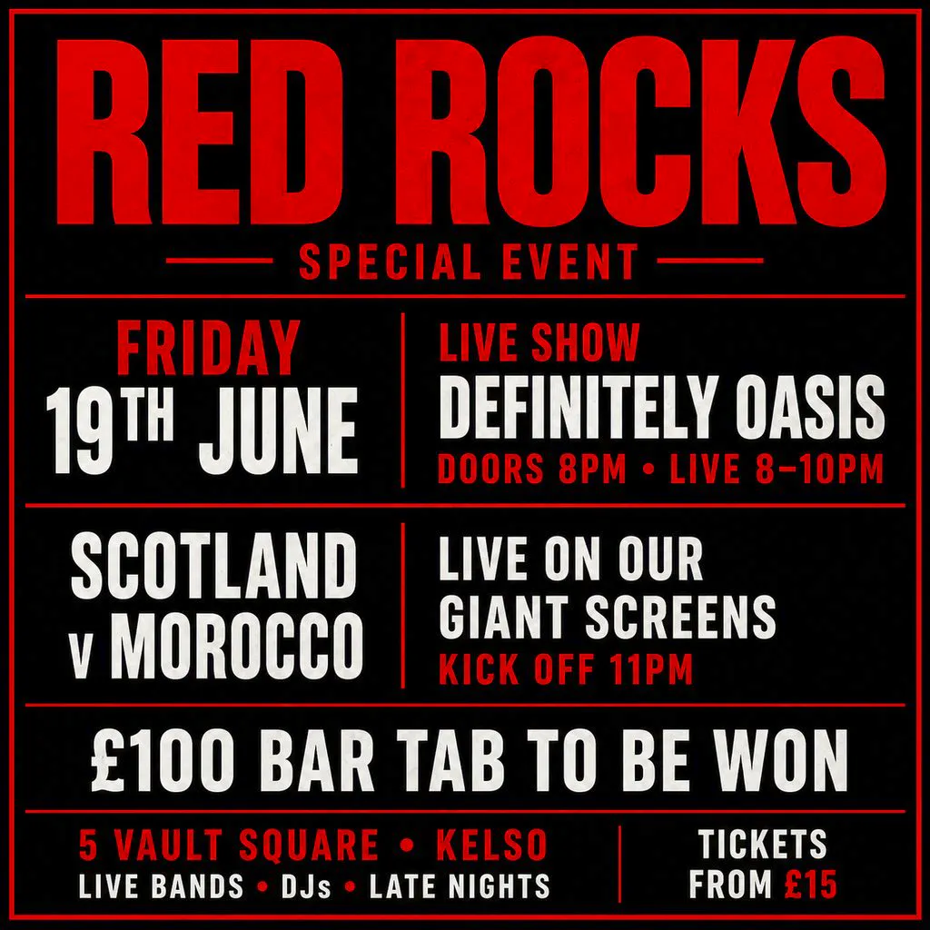 Definitely Oasis @ RED ROCKS Kelso 19th June at Red Rocks Kelso