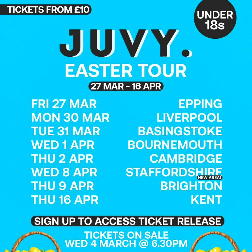 JUVY Under 18s  Easter Tour - Friday 27th March - EPPING at Club Novo