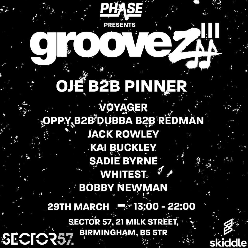 GrooveZ III Sector 57 Birmingham Fri 29th March 2024 Lineup