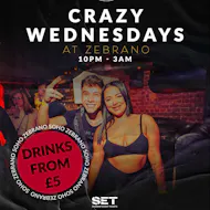 Crazy Wednesday @ Zebranos Every Wednesday at Zebrano Soho