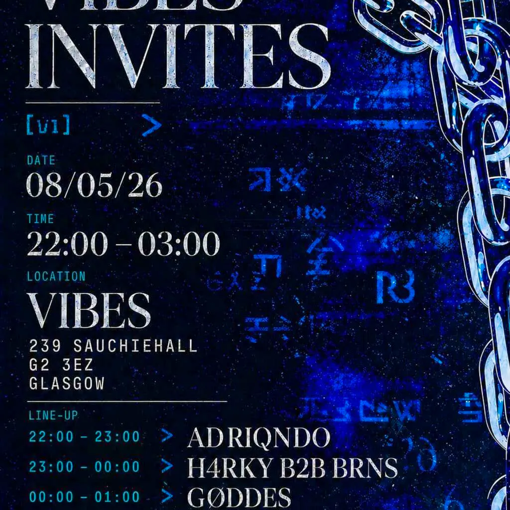 Vibes Hard Techno invite at Vibes Glasgow