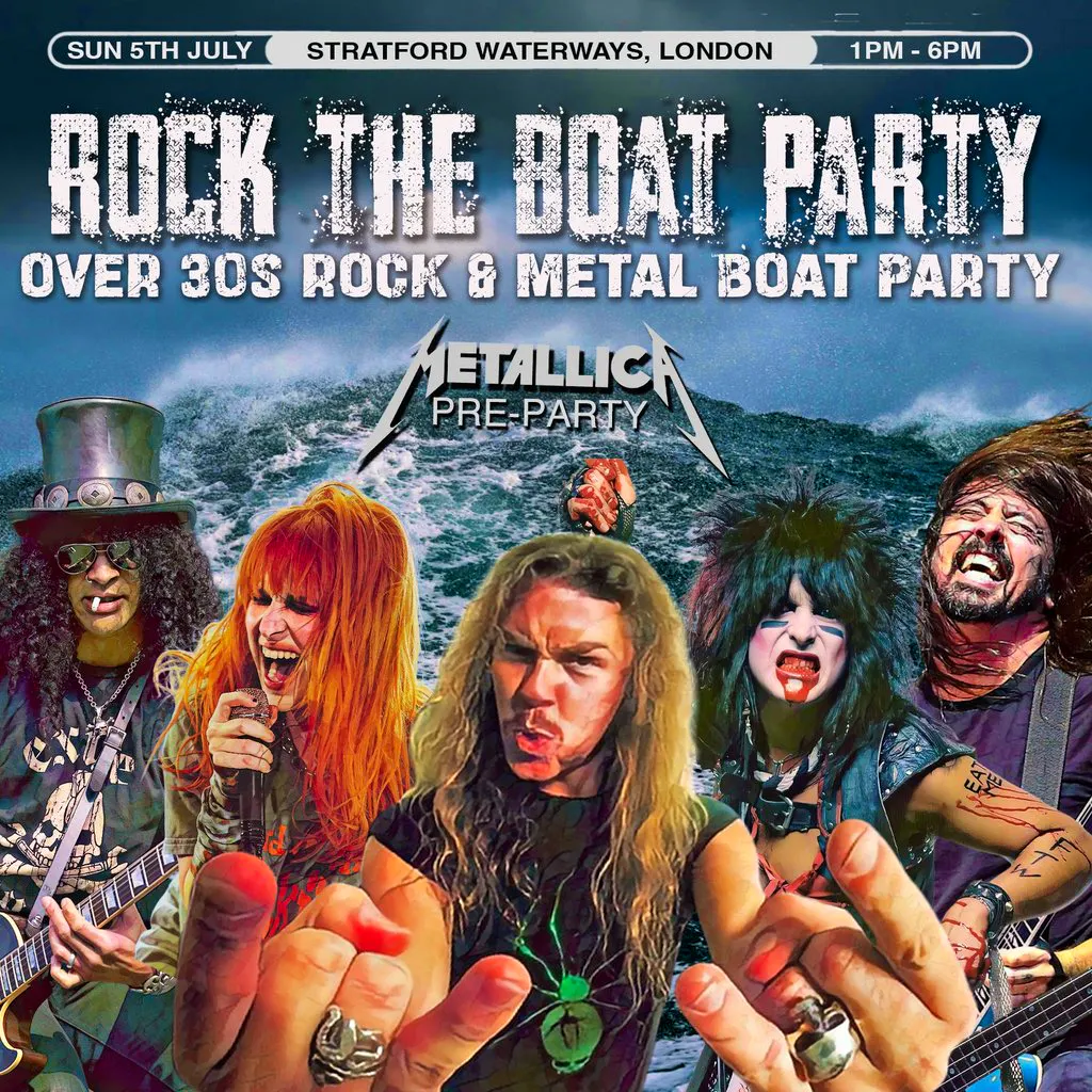 The Afternoon of Rock Boat Party (Over 30s Only), 1pm-6pm at Stratford Waterfront