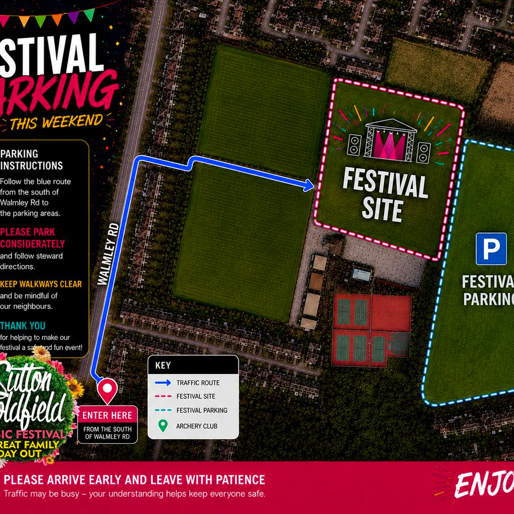 Sutton Coldfield Family Music Festival 2026 Parking at Sutton Coldfield Rugby Club