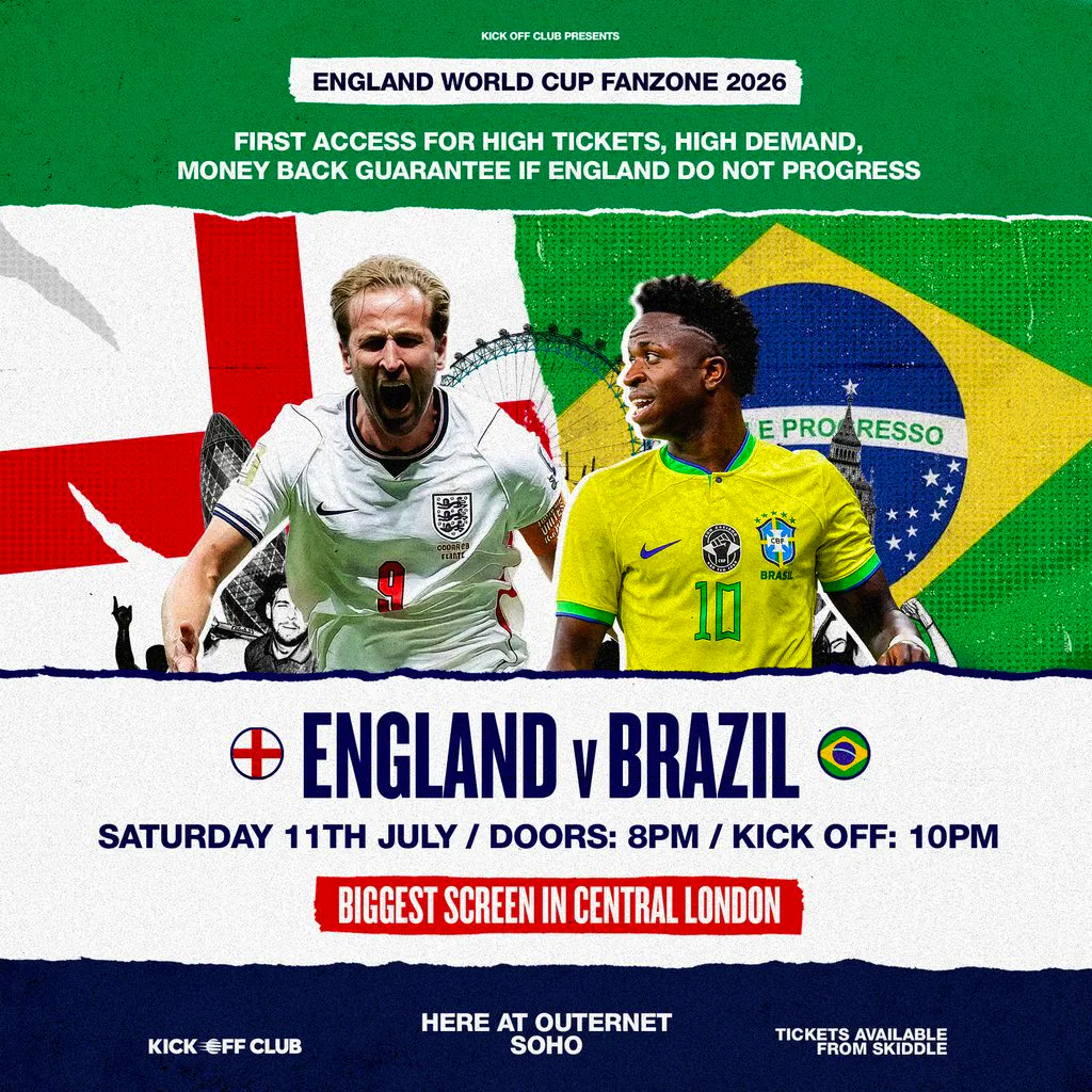 England Fanzone Soho - England Vs Brazil (Quarter Final) at HERE At Outernet