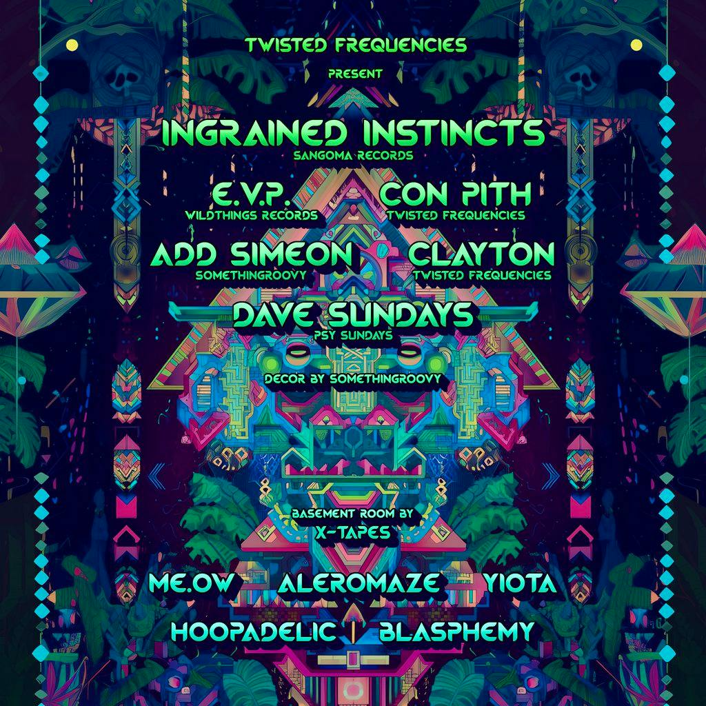 TWISTED FREQUENCIES present INGRAINED INSTINCTS, E.V.P. & more at The Volks Nightclub