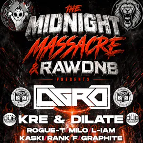 The Midnight Massacre & RAWDNB Presents AGRO KRE & DILATE
