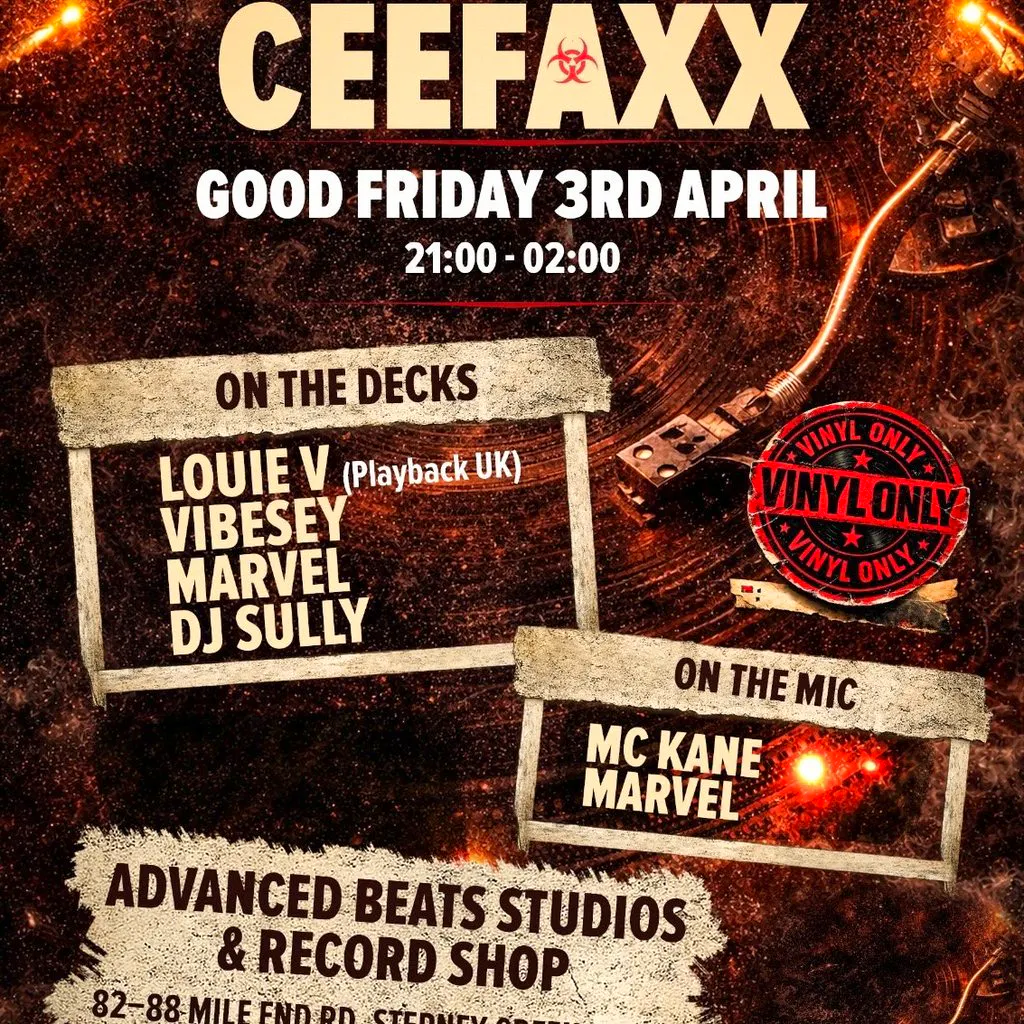 Bass Pandemic Presents  **CEEFAXX**(oldskool vinyl night) at ADVANCED BEATS STUDIOS And RECORD SHOP