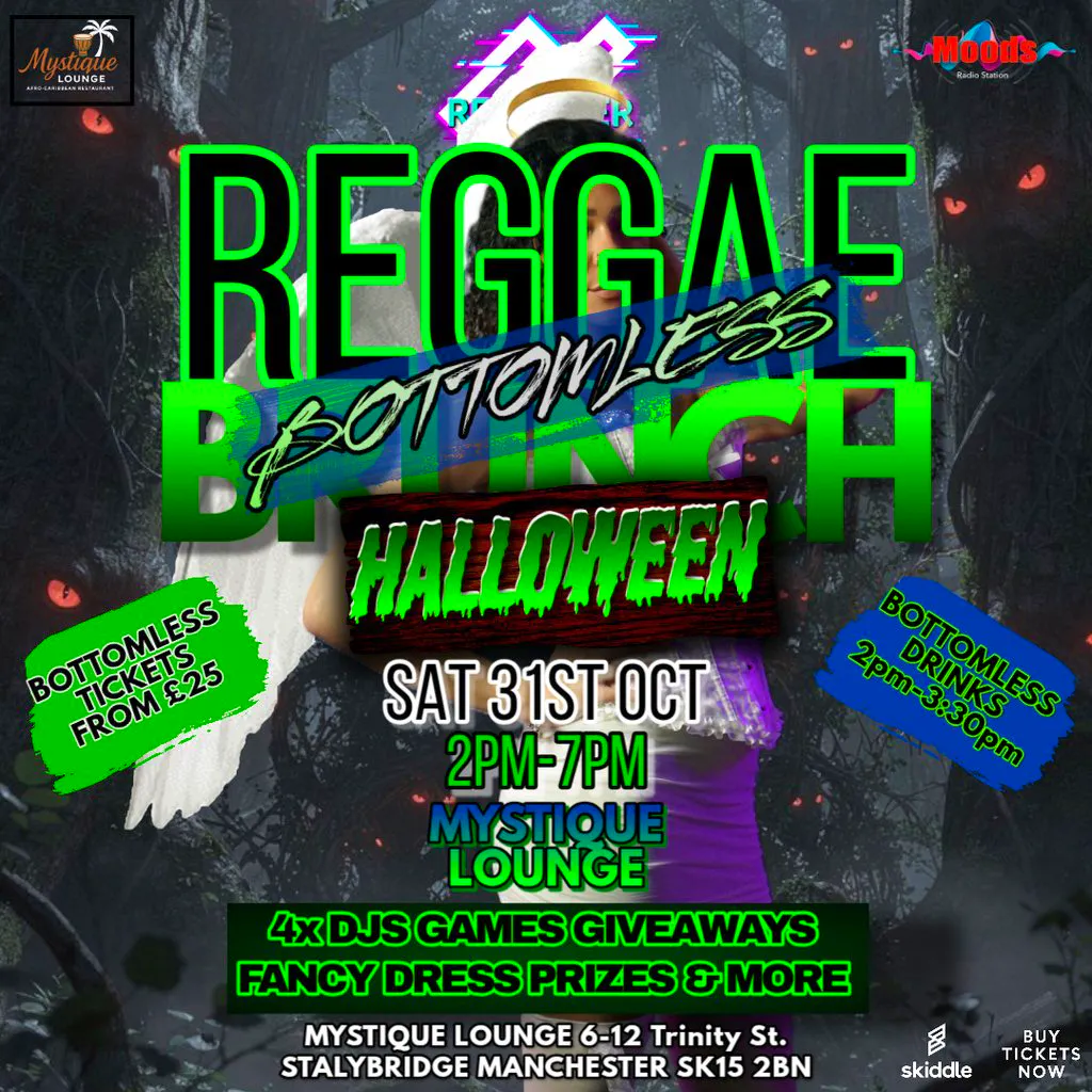 Bottomless Reggae Brunch Halloween special! at Mystique Lounge
