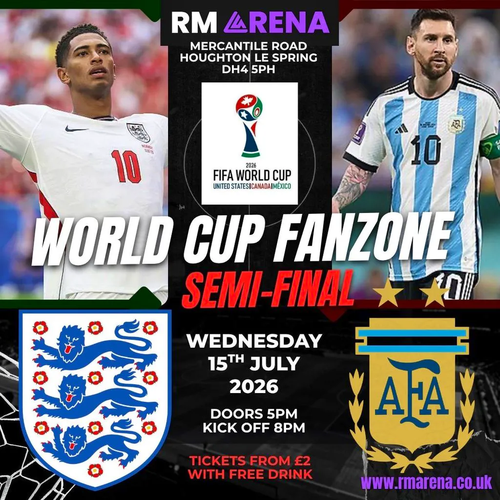 World Cup Fanzone: England v Argentina Semi - Final at The Rainton Arena