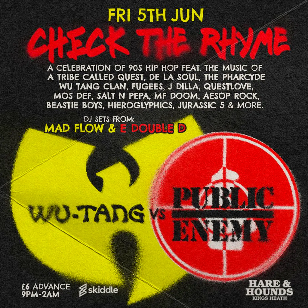 Check The Rhyme - A Night Of 90's Hip Hop at Hare And Hounds Kings Heath