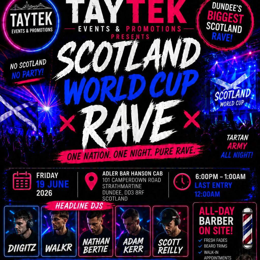 Scotland World Cup Rave at Hansom Cab 101 Camperdown Road Strathmartine Dundee