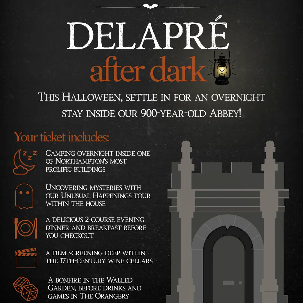 Delapré After Dark: Indoor Camping Experience at Delapre Abbey